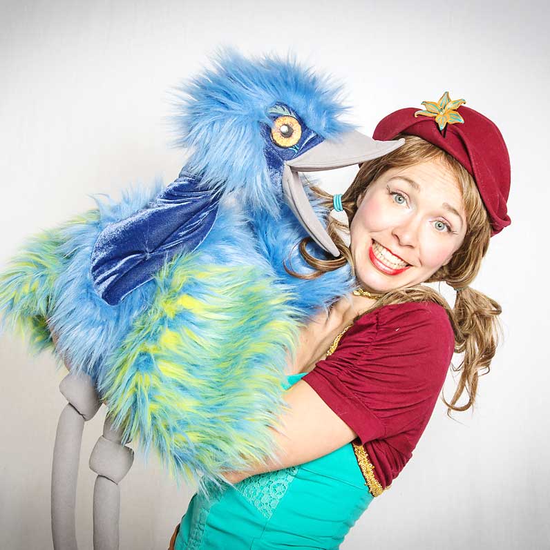circus-bird-puppet-square-web Drea with silly bird puppet